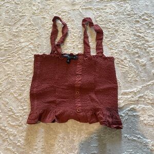 Stylish Red Smocked Crop Top